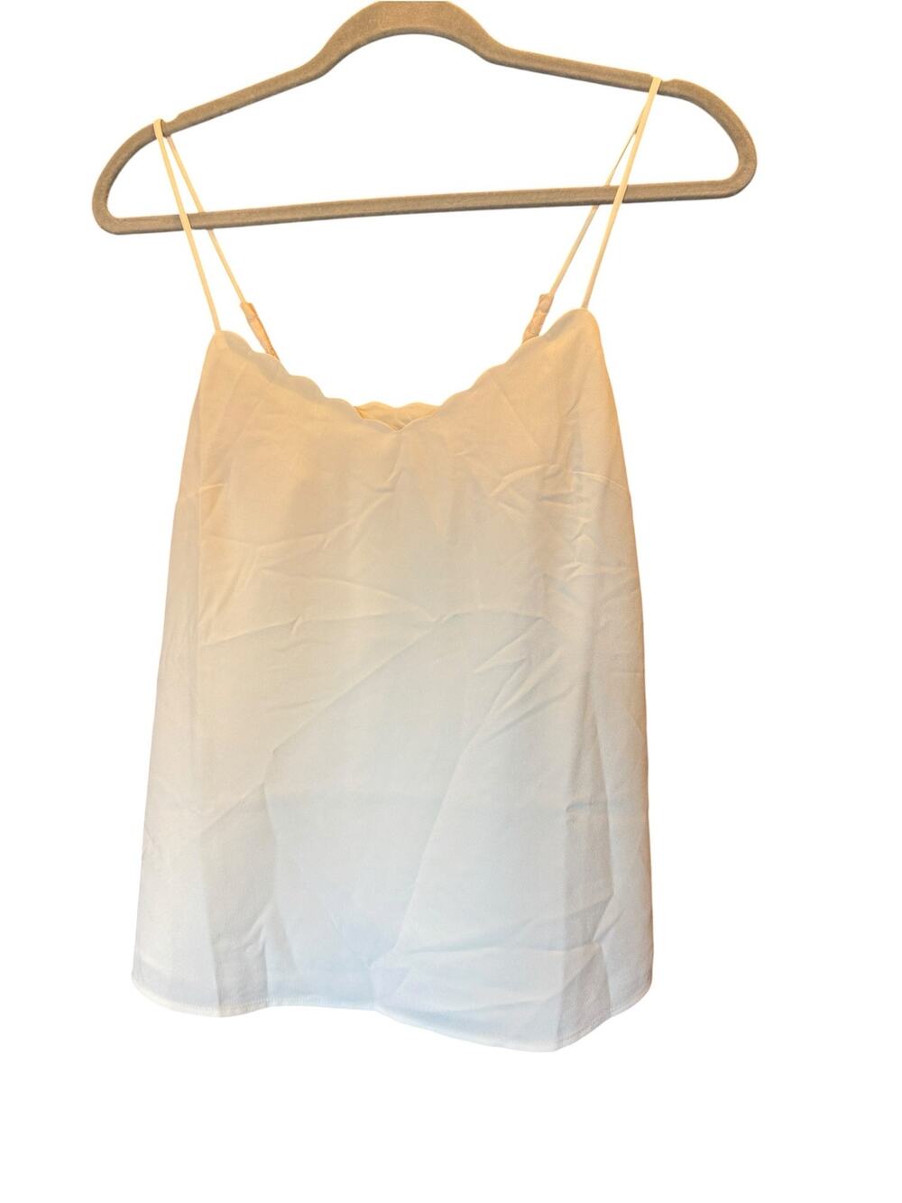 J.Crew Women’s Size 2 Ivory Scalloped Camisole Tank Top Adjustable Straps NWT